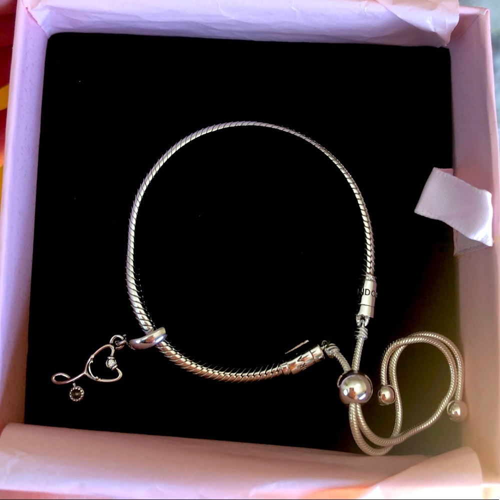 Pandora Silver Stethoscope Charm Bracelet - Nurse, Doctor- BRAND NEW